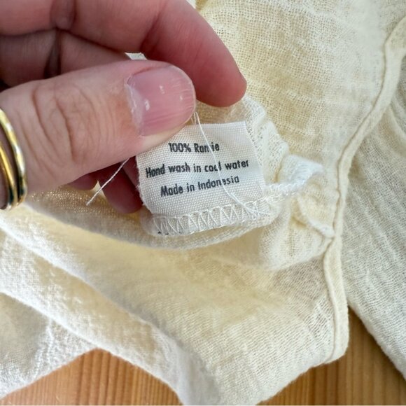 All That Remains Limited Edition Ramie Oversized Cream Button Down Blouse Boho - Picture 11 of 14